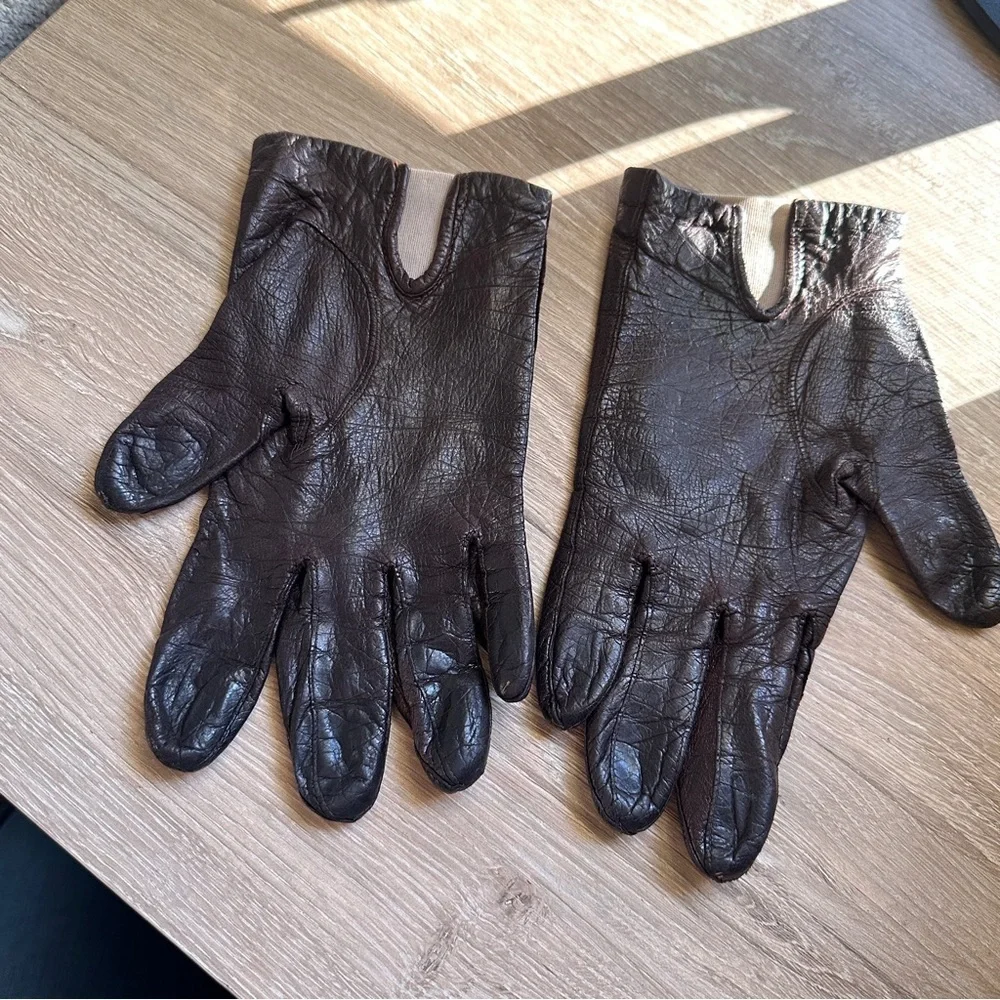 Vintage Clasiques Elegant Brown Leather Gloves